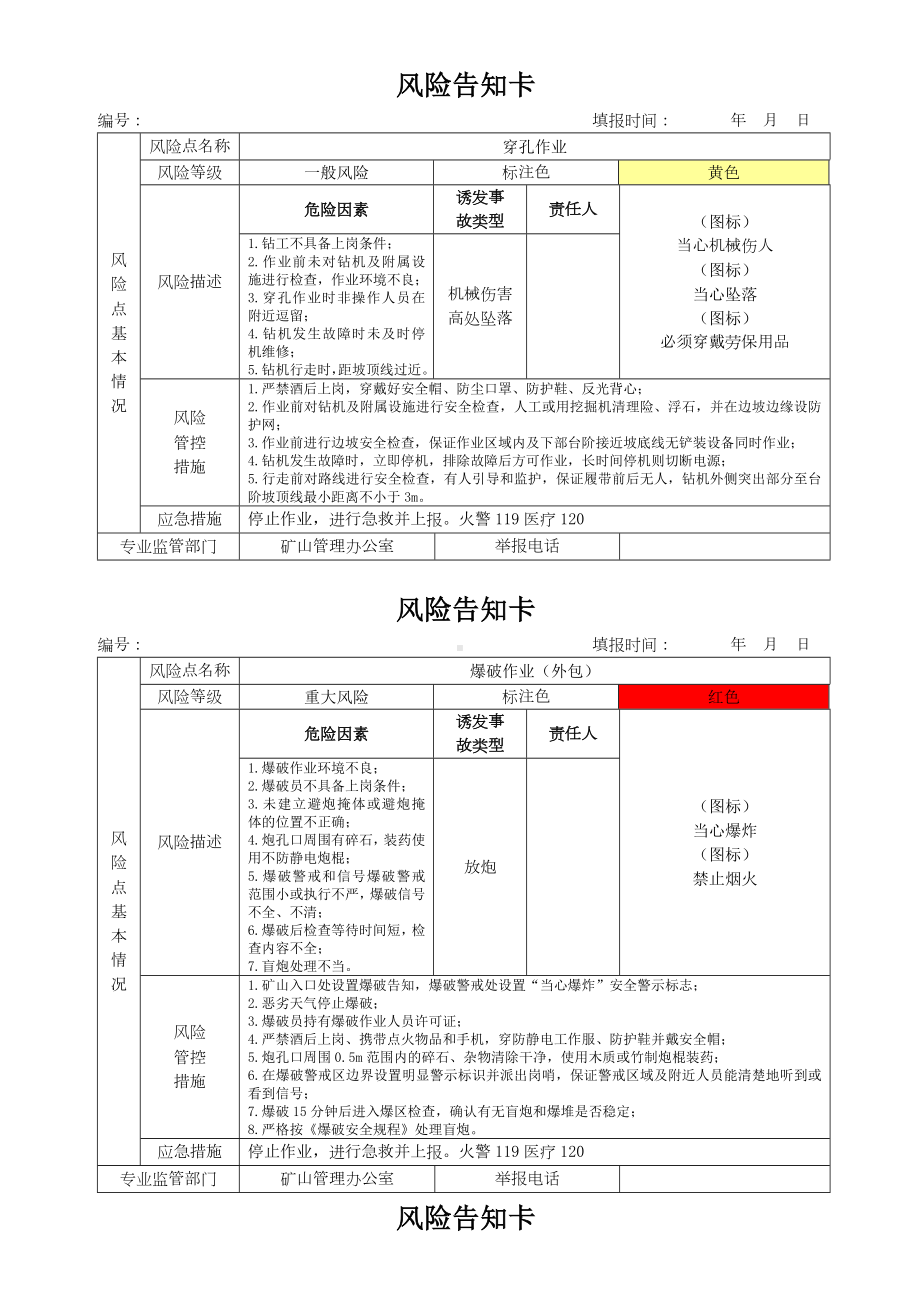 矿山安全风险告知卡参考模板范本.doc_第1页