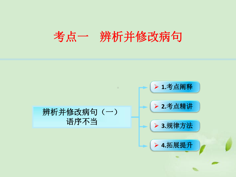 高考语文第一轮复习-语言文字运用辨析并修改病句(一)课件.ppt_第1页