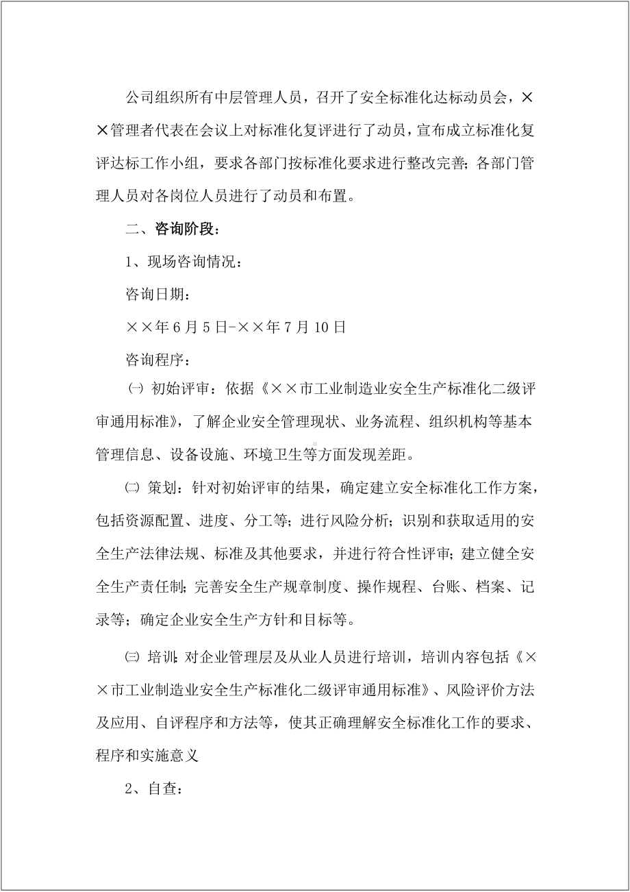 企业二级安全标准化有限公司自评报告范本参考模板范本.doc_第2页