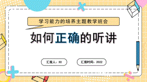 2022小学四年级如何正确的听讲主题班会PPT模板.pptx