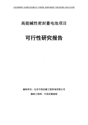 高能碱性密封蓄电池项目可行性研究报告申请报告.doc