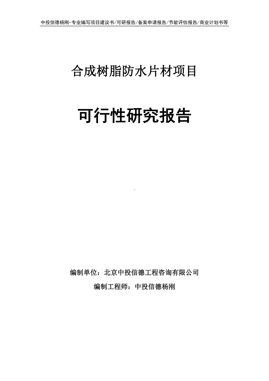 合成树脂防水片材可行性研究报告建议书申请备案.doc_第1页