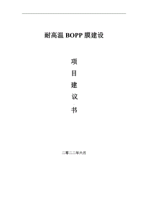 耐高温BOPP膜项目建议书（写作模板）.doc