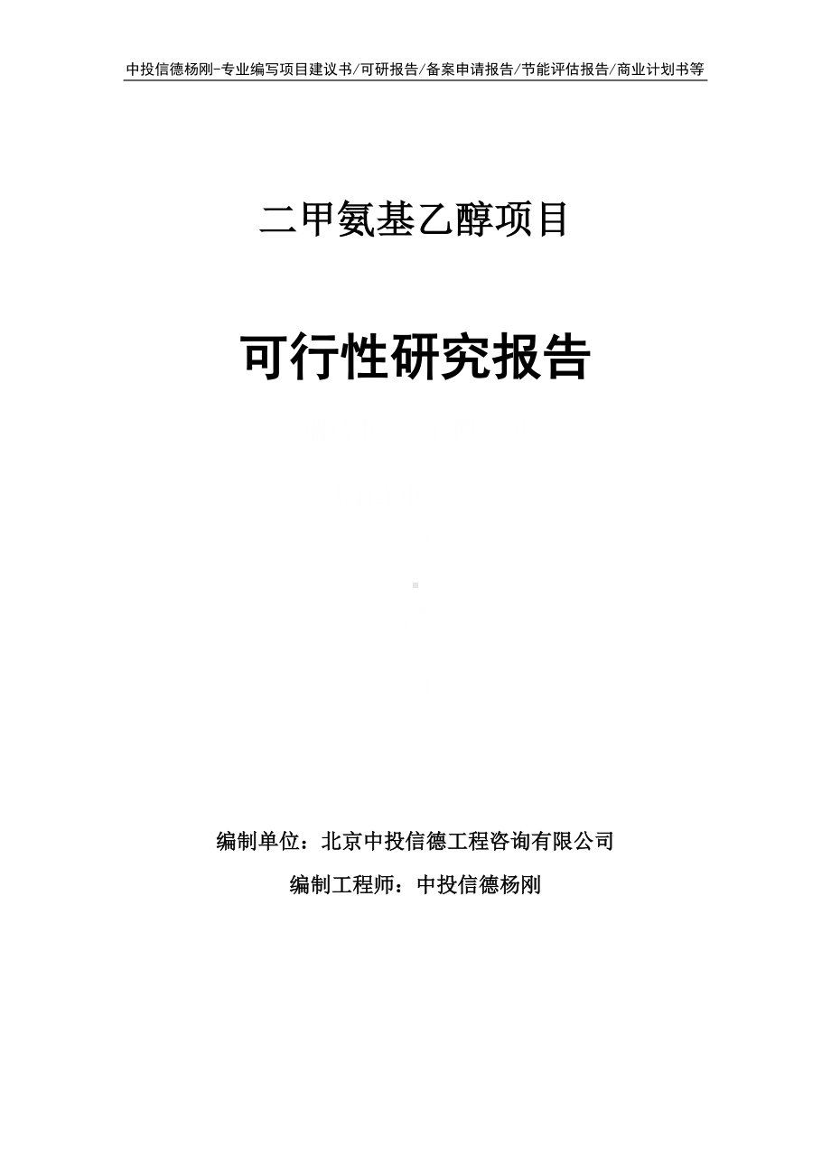 二甲氨基乙醇可行性研究报告建议书申请备案.doc_第1页