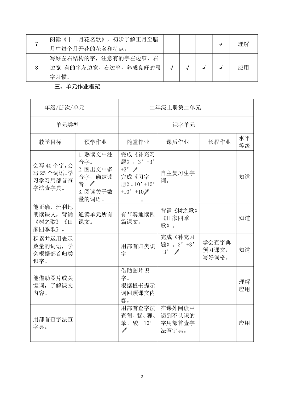 双减背景下（统编版语文）作业设计单：二年级上册第二单元.pdf_第2页