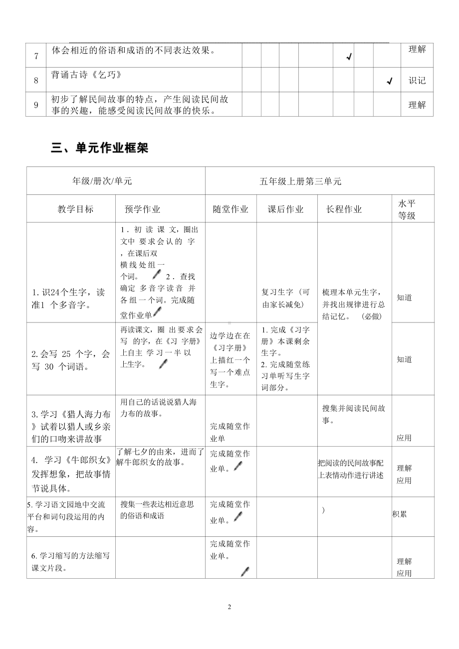 双减背景下（统编版语文）作业设计单：五年级上册第三单元.pdf_第2页