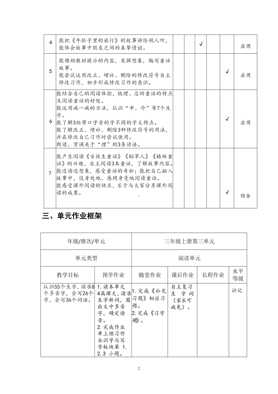 双减背景下（统编版语文）作业设计单：三年级上册第三单元.pdf_第2页