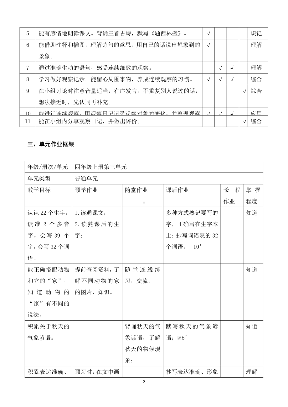 双减背景下（统编版语文）作业设计单：四年级上册第三单元.pdf_第2页