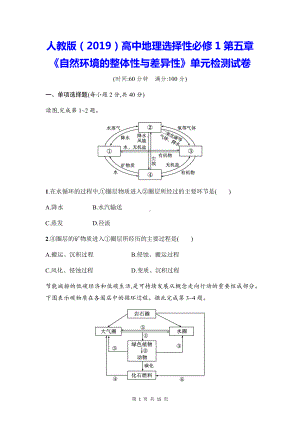 人教版（2019）高中地理选择性必修1第五章《自然环境的整体性与差异性》单元检测试卷（Word版含答案）.docx