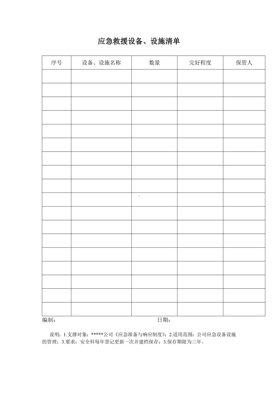 应急救援设备 设施清单参考模板范本.doc_第2页