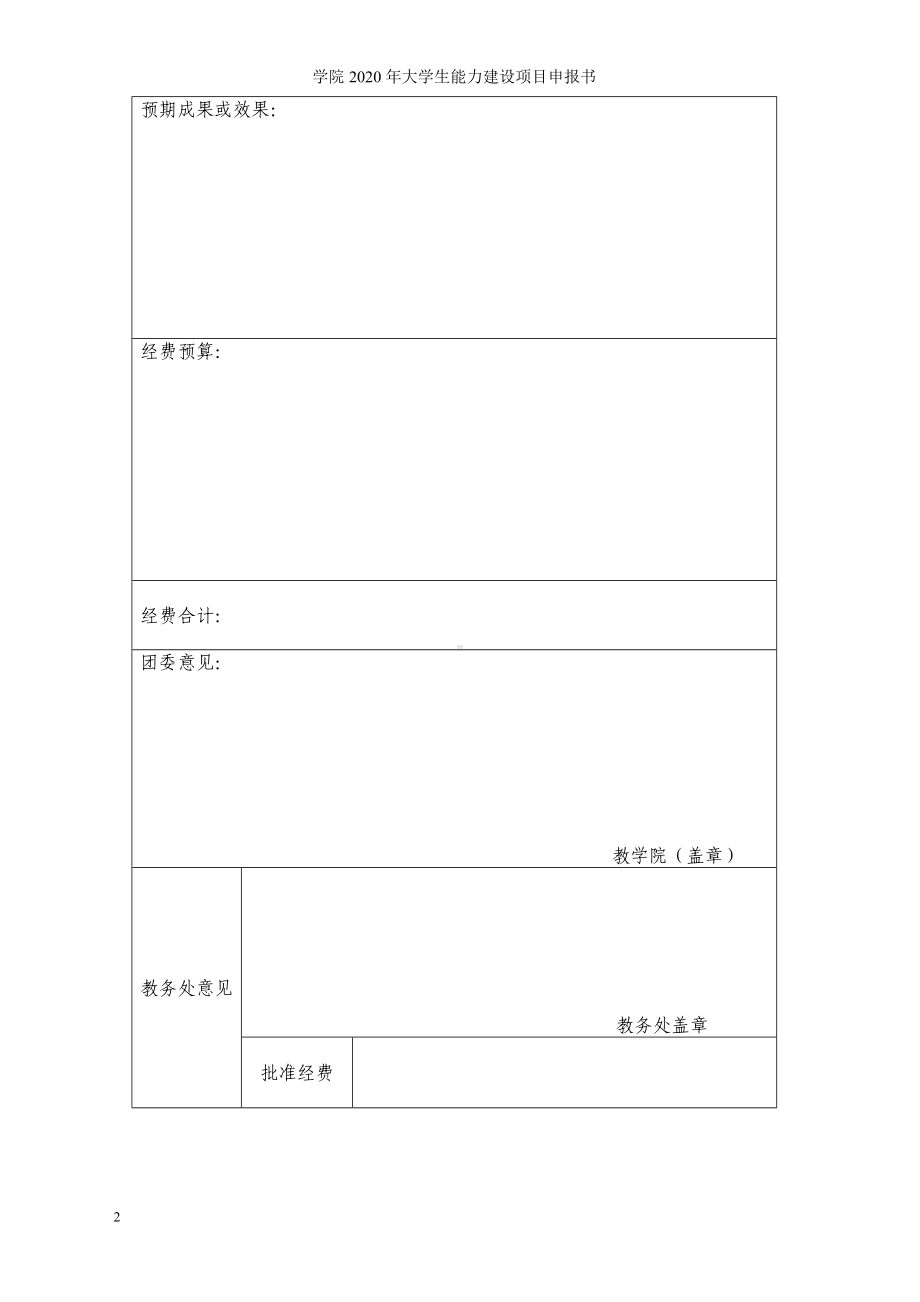 学院2020年大学生能力建设项目申报书参考模板范本.doc_第2页