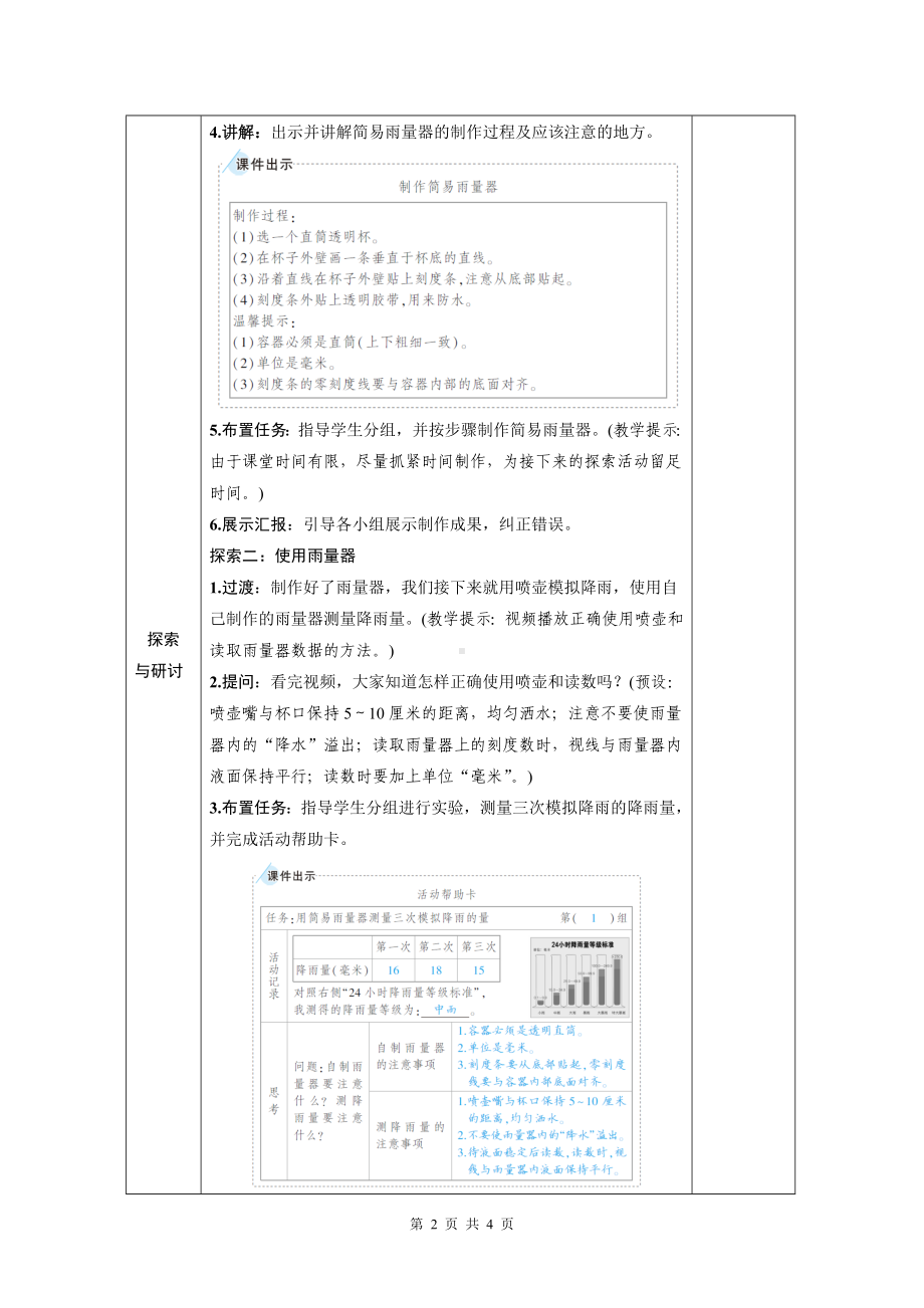 教科版三年级科学上册第三单元4《测量降水量》优质课教案.docx_第2页