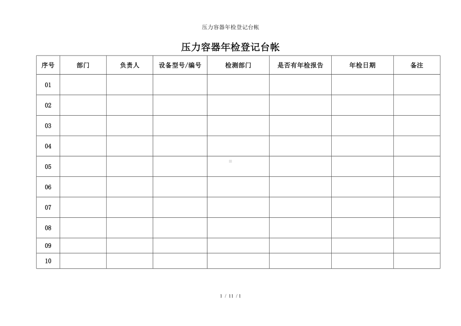 压力容器年检登记台帐参考模板范本.doc_第1页