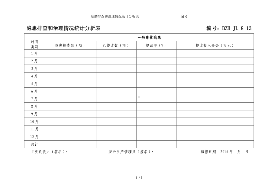 隐患排查和治理情况统计分析表编号参考模板范本.doc_第1页