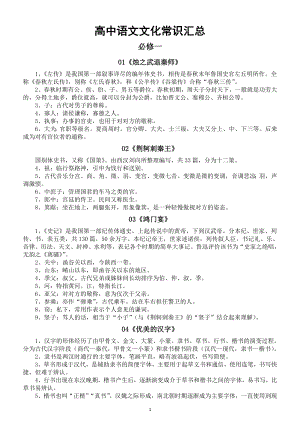 高中语文人教新课标必修1-5文化常识全汇总.doc