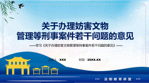 2022年关于办理妨害文物管理等刑事案件若干问题的意见专题教育新发布《关于办理妨害文物管理等刑事案件若干问题的意见》全文内容授课（课件）.pptx