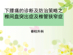 下腰痛诊断及防治策略之腰椎间盘突出症与腰椎管狭窄症课件.pptx