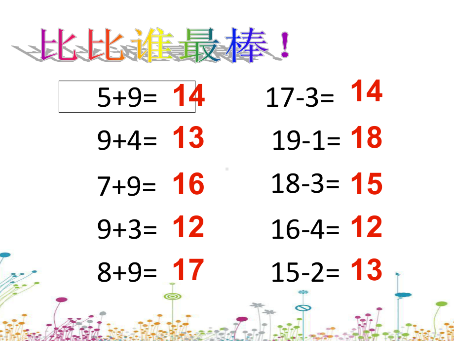 青岛出版小学数学一年级上册《十几减9》课件.ppt_第2页