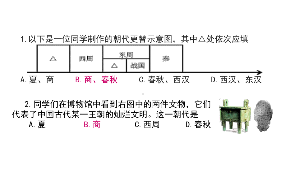 部编人教版七年级上册历史第二单元-夏商周时期习题课件.pptx_第2页