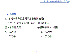 中图版地理选修三新素养同步课件第一章第一节旅游资源的内涵及特点课后检查能力提升.pptx