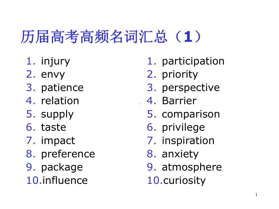 高中英语-历届高考高频名词(共30张)课件.ppt_第1页