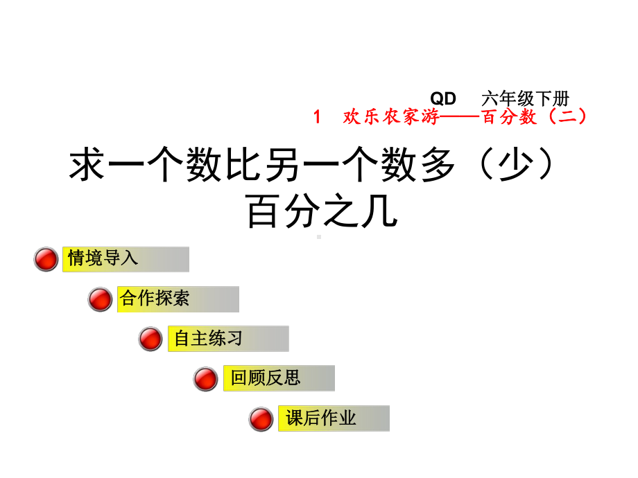 青岛版小学数学六年级下第一单元欢乐农家游—百分数(二)信息窗1课件求一个数比另一个数多(少)百分之几.ppt_第1页