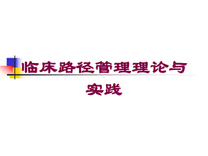 临床路径管理理论与实践培训课件.ppt