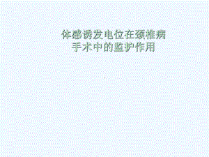 体感诱发电位在颈椎病手术中的监护作用课件.ppt