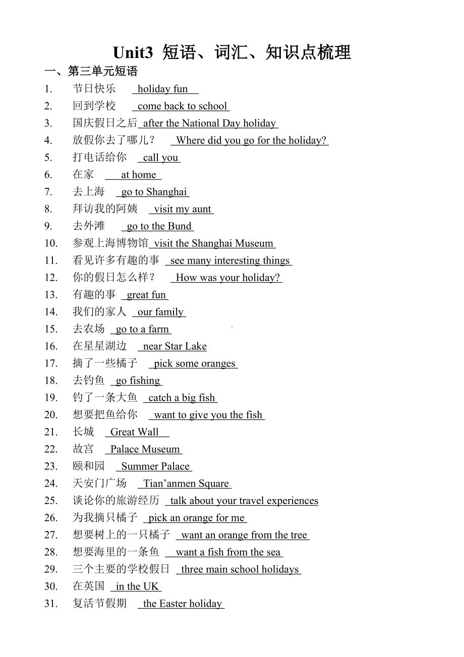 江宁区译林版六年级英语上册第三单元短语、词汇、句型知识点梳理.doc_第1页