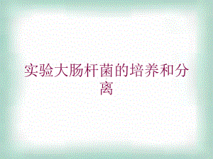 实验大肠杆菌的培养和分离培训课件.ppt