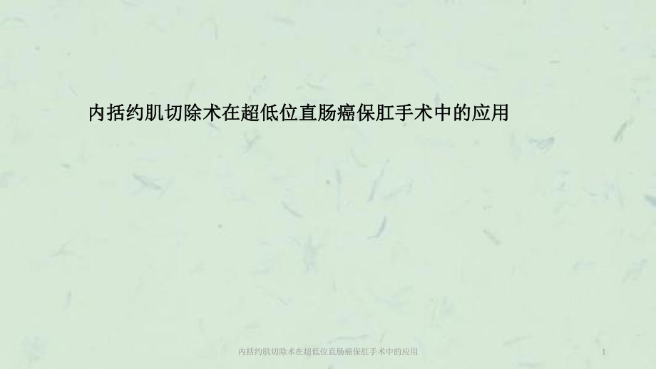 内括约肌切除术在超低位直肠癌保肛手术中的应用课件.ppt_第1页