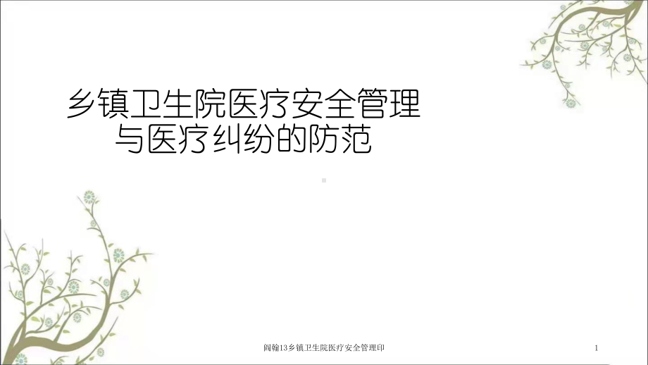 乡镇卫生院医疗安全管理印课件.ppt_第1页