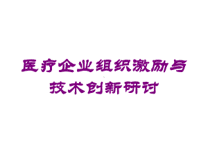 医疗企业组织激励与技术创新研讨培训课件.ppt