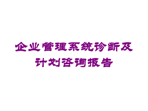 企业管理系统诊断及计划咨询报告培训课件.ppt