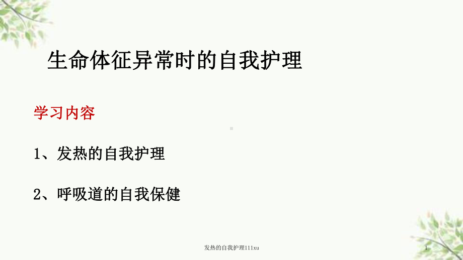 发热的自我护理111xu课件.ppt_第1页