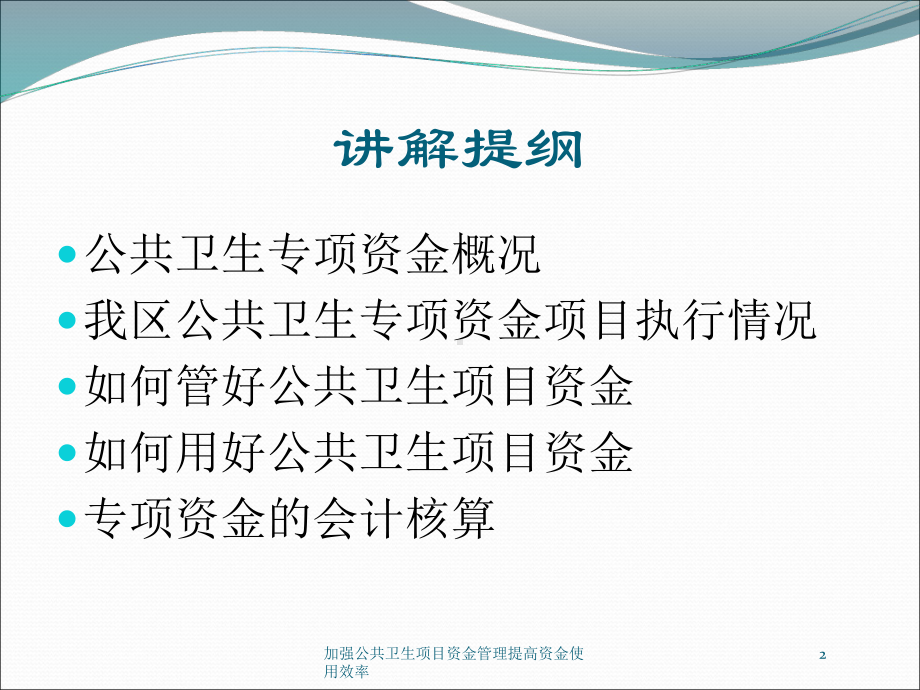 加强公共卫生项目资金管理提高资金使用效率培训课件.ppt_第2页