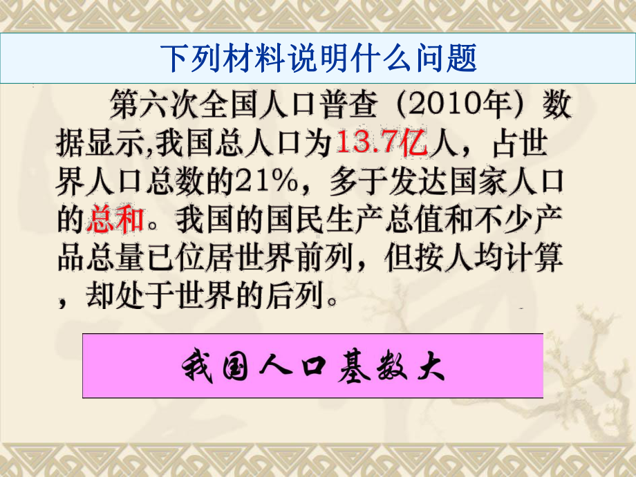 人教版初中政治-第四课--了解基本国策与发展战略计划生育课件.ppt_第3页