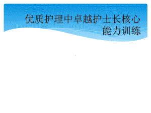 优质护理中卓越护士长核心能力训练课件.ppt