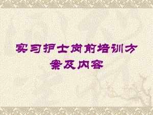 实习护士岗前培训方案及内容培训课件.ppt