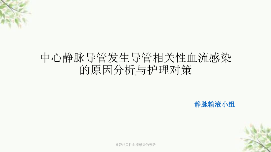 导管相关性血流感染的预防课件.ppt_第1页