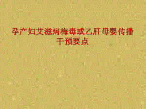 孕产妇艾滋病梅毒或乙肝母婴传播干预要点课件.ppt