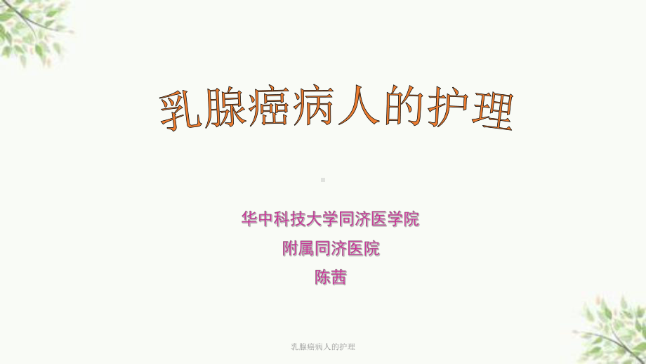 乳腺癌病人的护理课件.ppt_第1页