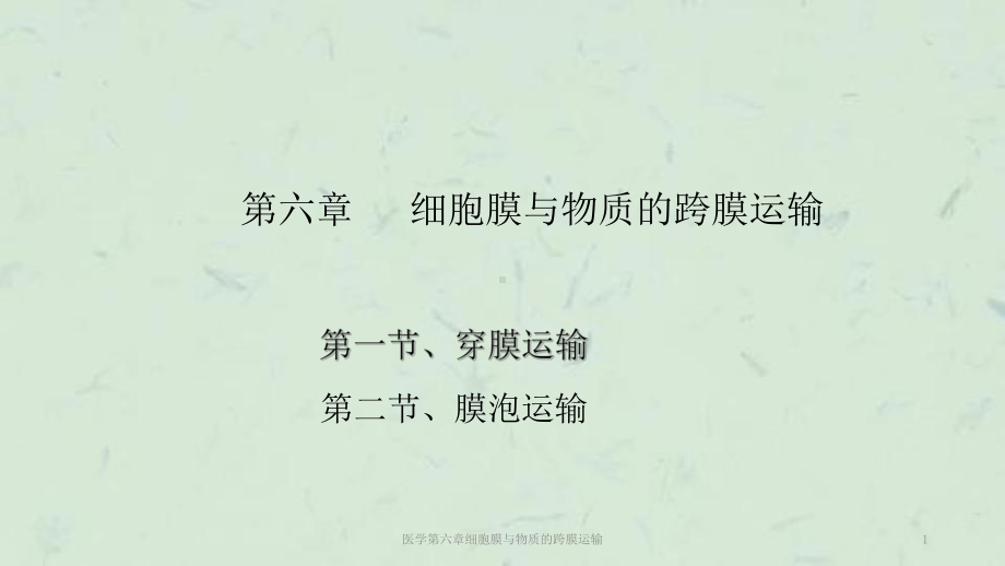 医学第六章细胞膜与物质的跨膜运输课件.ppt_第1页