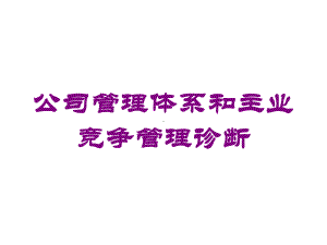 公司管理体系和主业竞争管理诊断培训课件.ppt