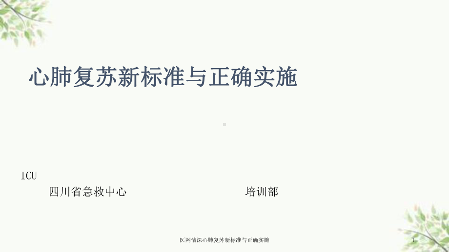 医网情深心肺复苏新标准与正确实施课件.ppt_第1页