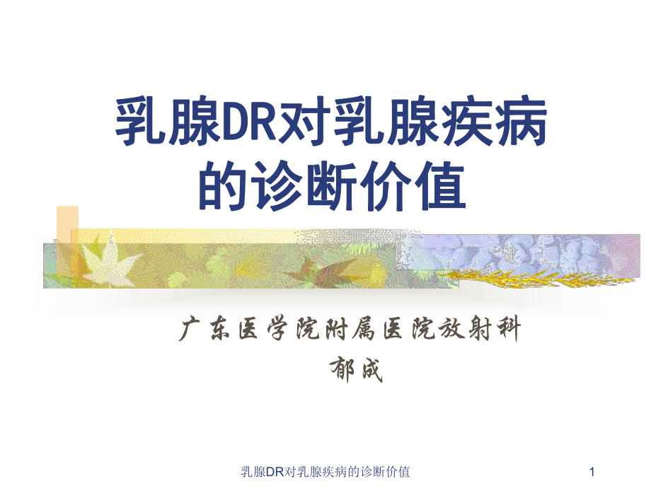 乳腺DR对乳腺疾病的诊断价值课件.ppt_第1页