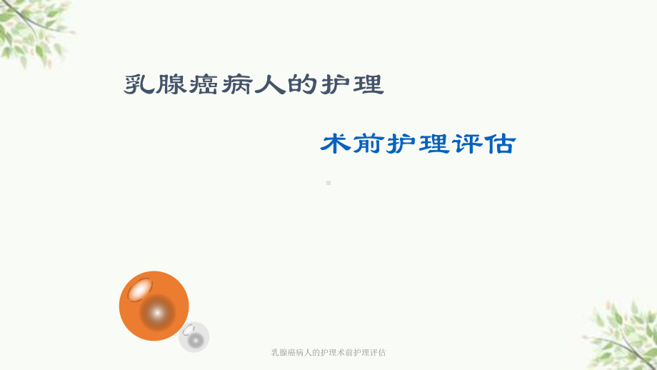 乳腺癌病人的护理术前护理评估课件.ppt_第1页