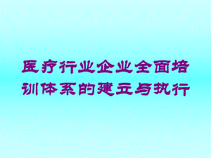 医疗行业企业全面培训体系的建立与执行培训课件.ppt