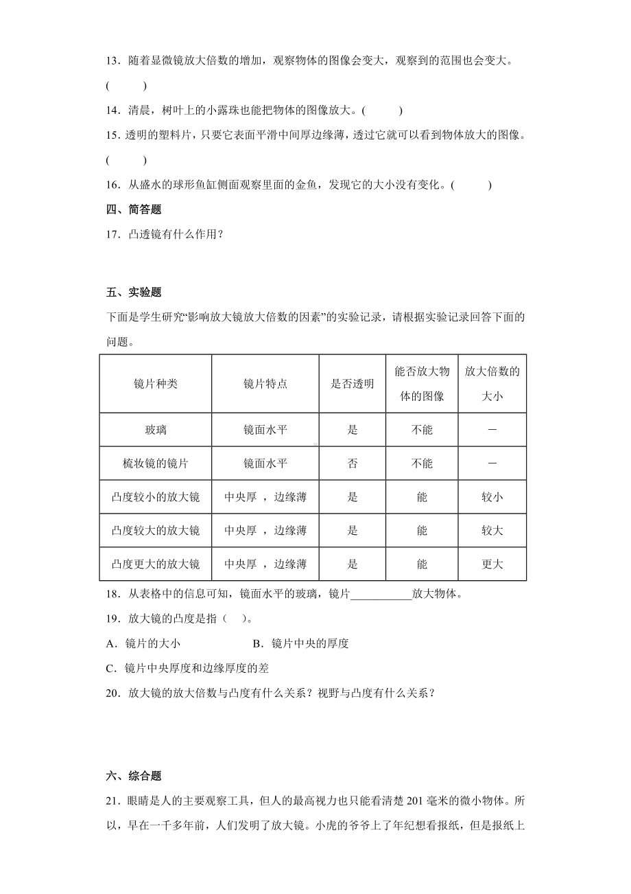 1.1放大镜（同步练习）-2022新教科版六年级上册《科学》.docx_第2页