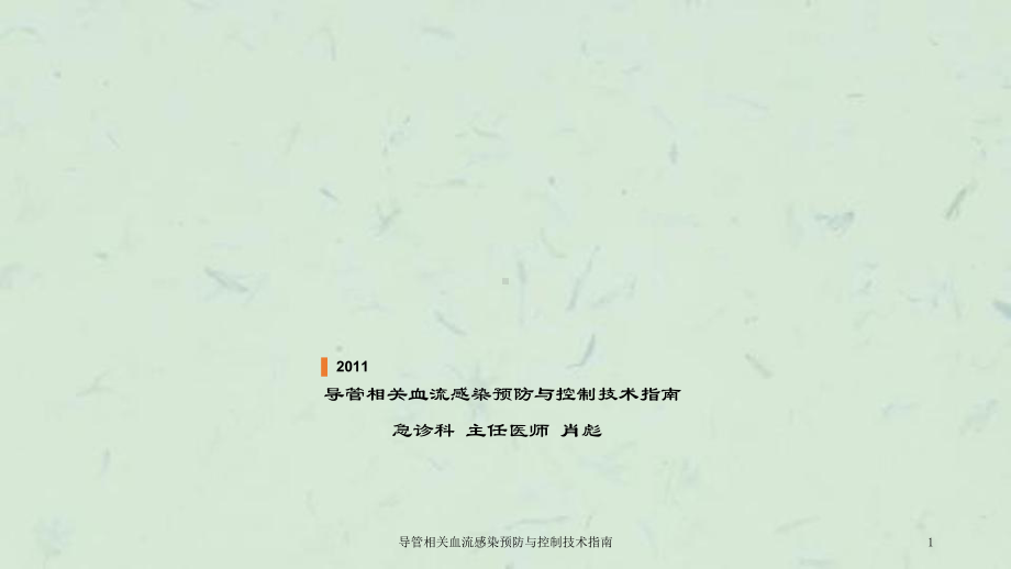 导管相关血流感染预防与控制技术指南课件.ppt_第1页